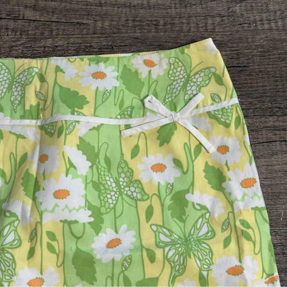 Lilly Pulitzer Green Yellow Daisy Print A-Line Skirt - Picture 2 of 4